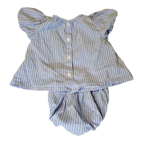 Old Navy Baby Outfit 3–6 Months – Blue & White Striped Top with Matching Bloomer - Picture 2 of 3